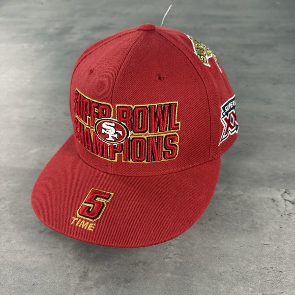Vintage San Francisco 49ers Hat 7‎ 3/4 Red 5x SuperBowl Patch All Over Reebok